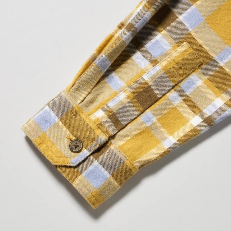 Uniqlo Flannel Checked Regular Fit (Regular Collar) Camicie Gialle | RVYDSA324