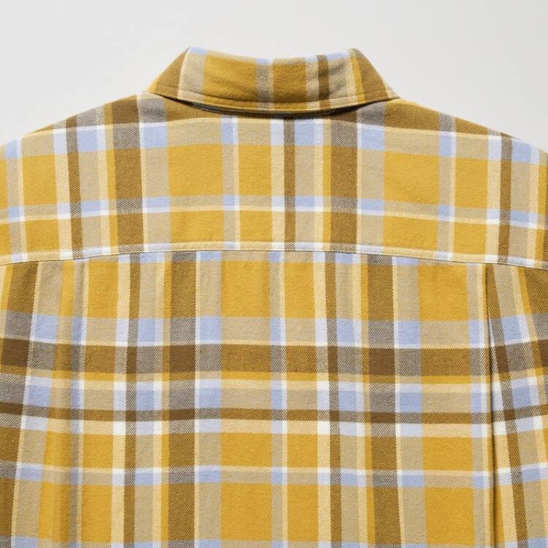 Uniqlo Flannel Checked Regular Fit (Regular Collar) Camicie Gialle | RVYDSA324