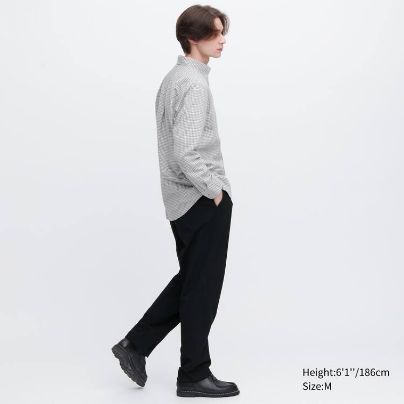 Uniqlo Flannel Regular Fit Checked (Button-down Collar) Camicie Grigie | NQBMZY947