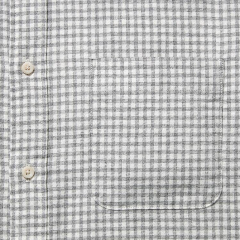 Uniqlo Flannel Regular Fit Checked (Button-down Collar) Camicie Grigie | NQBMZY947