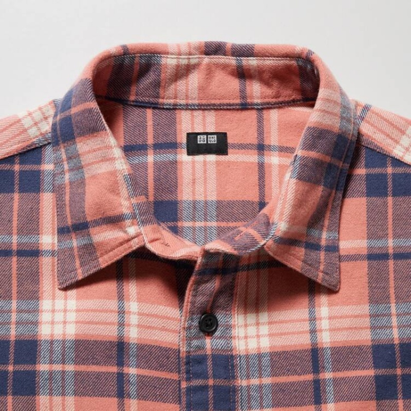 Uniqlo Flannel Regular Fit Checked (Regular Collar) Camicie Rosa | VRNCUH810