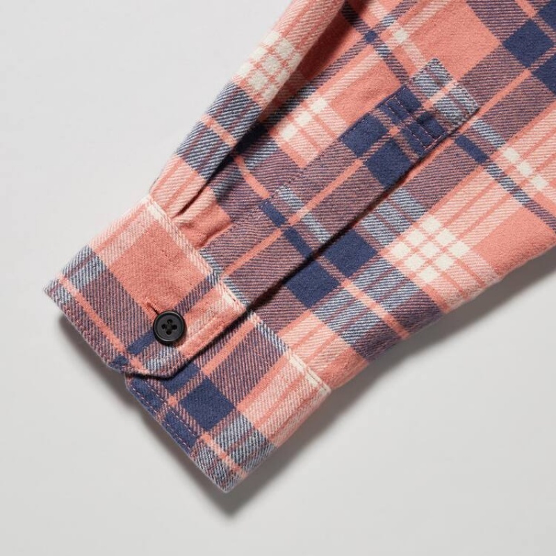 Uniqlo Flannel Regular Fit Checked (Regular Collar) Camicie Rosa | VRNCUH810