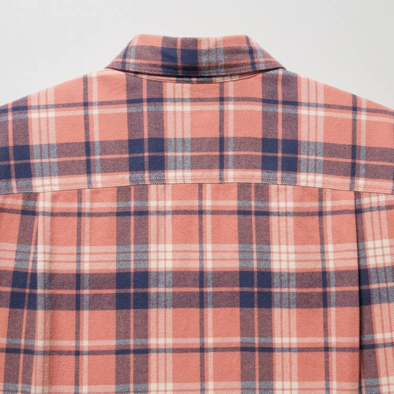 Uniqlo Flannel Regular Fit Checked (Regular Collar) Camicie Rosa | VRNCUH810