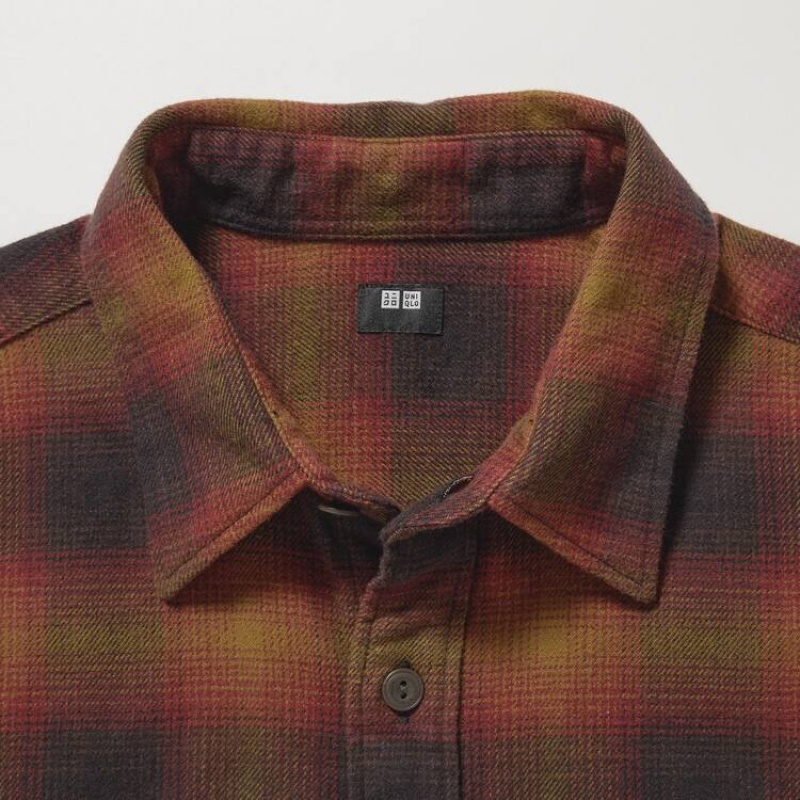 Uniqlo Flannel Regular Fit Checked (Regular Collar) Camicie Gialle | GRHLYQ917