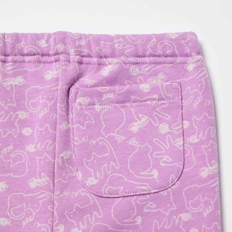 Uniqlo Fleece Cat Print Leggings Neonato Rosa | HSBRDK967