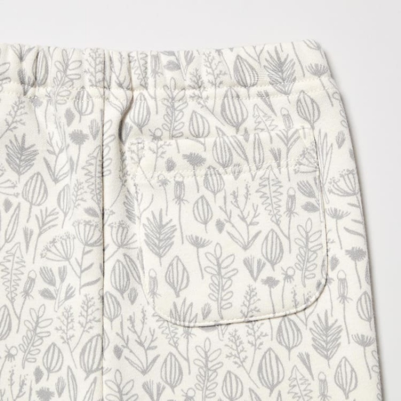 Uniqlo Fleece Flower Print Leggings Neonato Bianche | VWHFIR473