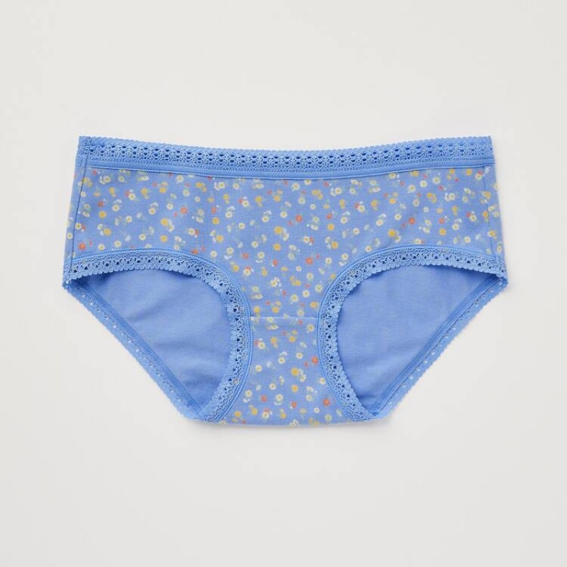 Uniqlo Flower Print Hiphugger Biancheria Intima Blu | CJYQMO374