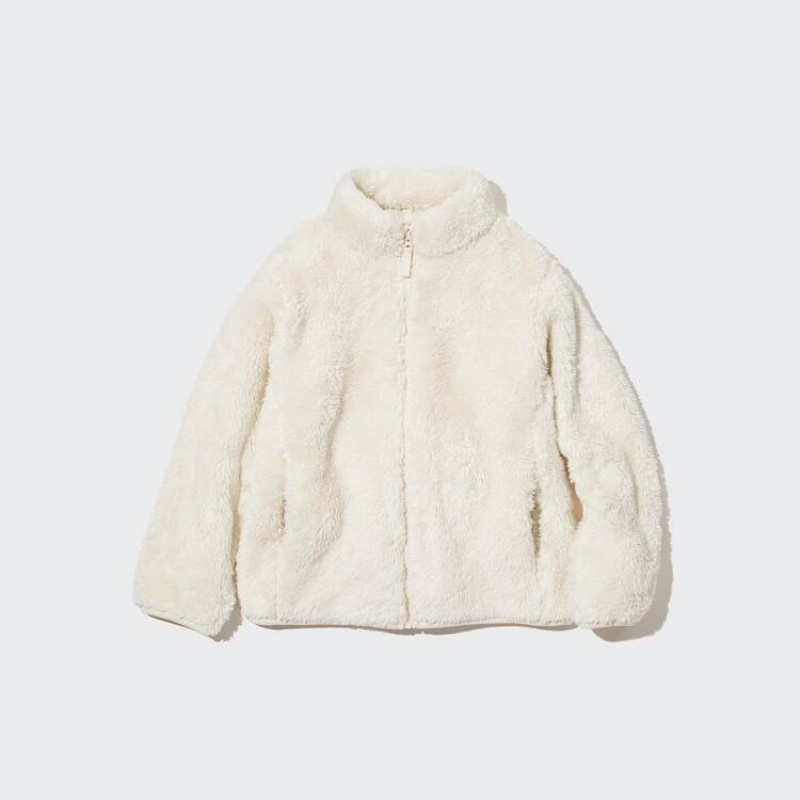 Uniqlo Fluffy Fleece Zipped Giacche Ragazza Bianche | TQKRWB061