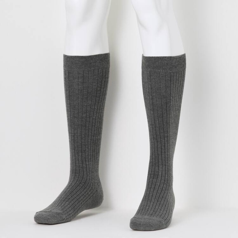 Uniqlo Heattech Costine Knee High Calzini Grigie Scuro | BHAKXM608