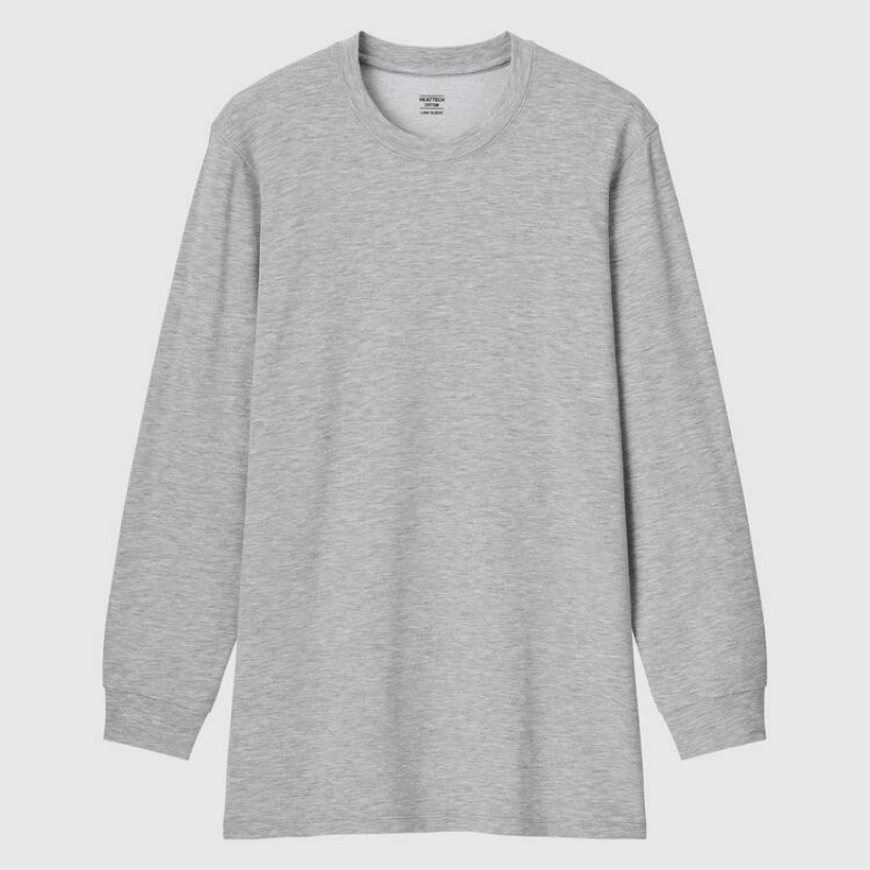 Uniqlo Heattech Extra Warm Cotone Heather Crew Neck Long Sleeved Thermal Top Grigie | JNECPT645