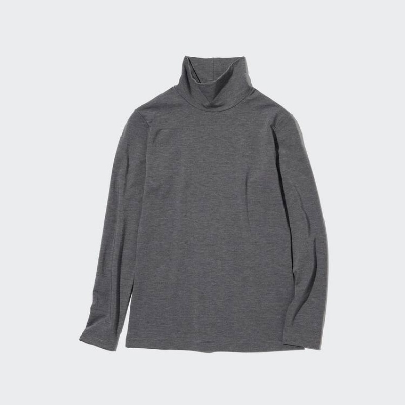 Uniqlo Heattech Extra Warm Cotone Turtleneck Long Sleeved Thermal Top Grigie Scuro | QXPWJK865