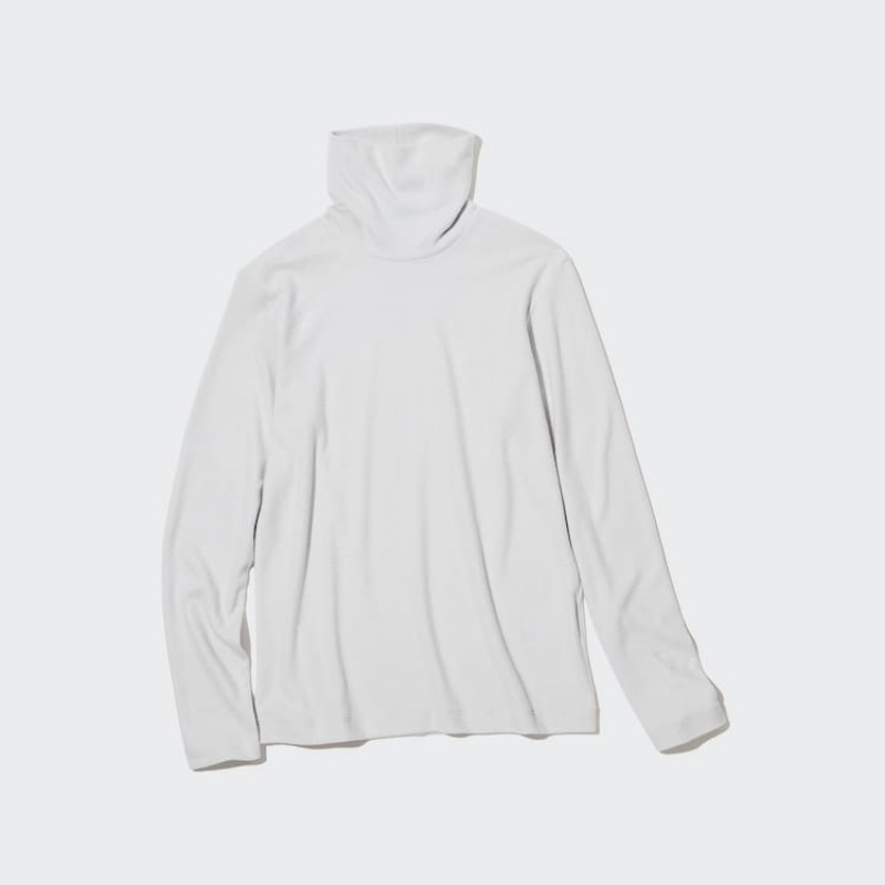 Uniqlo Heattech Fleece Turtleneck Long Sleeved Thermal Loungewear Grigie Chiaro | QMNWPG930