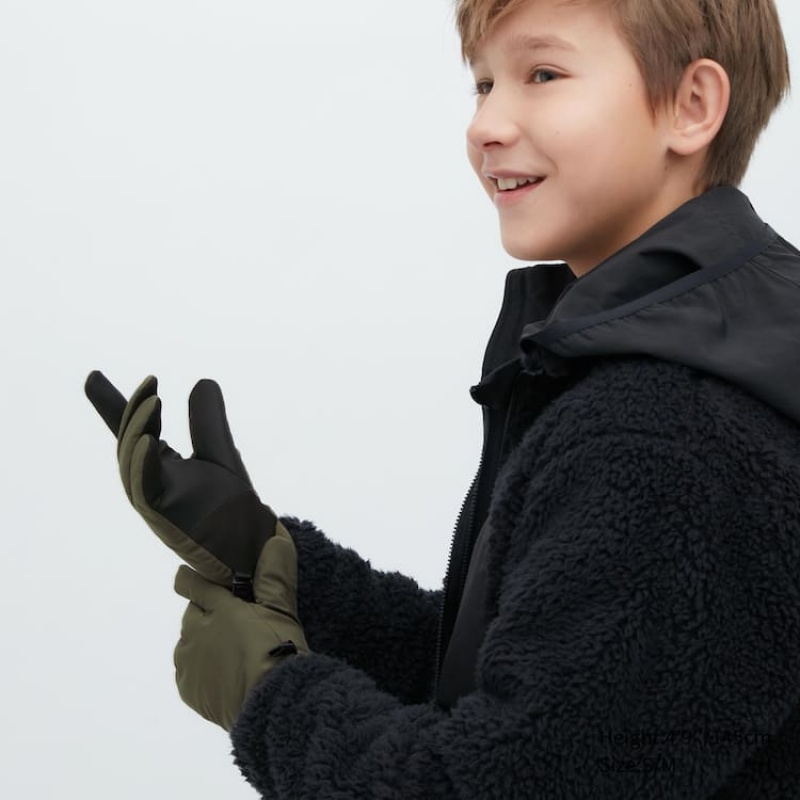 Uniqlo Heattech Foderati Touchscreen Thermal Gloves Guanti Ragazza Verde Oliva | MJPSKR465