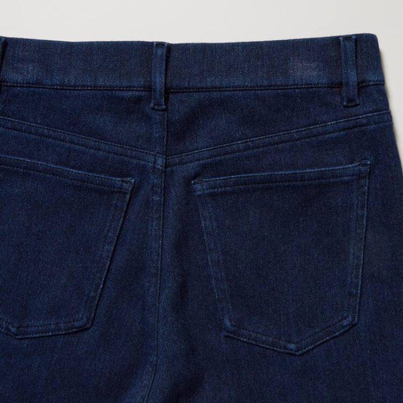 Uniqlo Heattech Ultra Stretch High Rise Denim Thermal Pantaloni Blu | HQYORC259