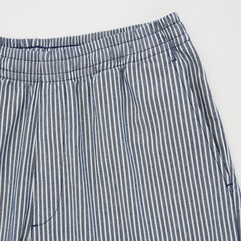 Uniqlo Hickory Easy Relaxed Ankle Length Pantaloni Blu | QMOBXY825