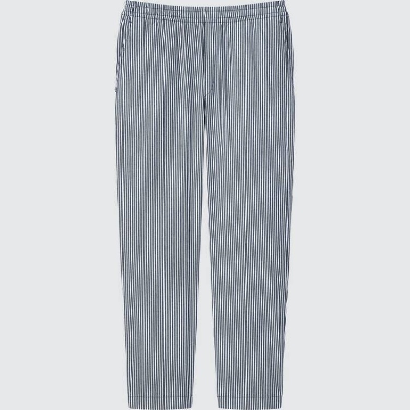 Uniqlo Hickory Easy Relaxed Ankle Length Pantaloni Blu | QMOBXY825