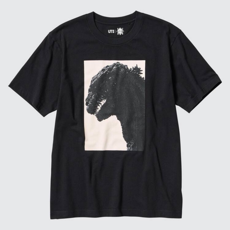 Uniqlo Hideaki Anno Ut Grafica (Godzilla) Magliette Nere | FYJDPZ213