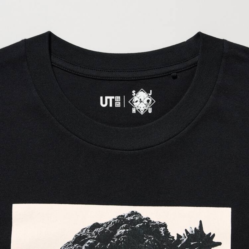 Uniqlo Hideaki Anno Ut Grafica (Godzilla) Magliette Nere | FYJDPZ213