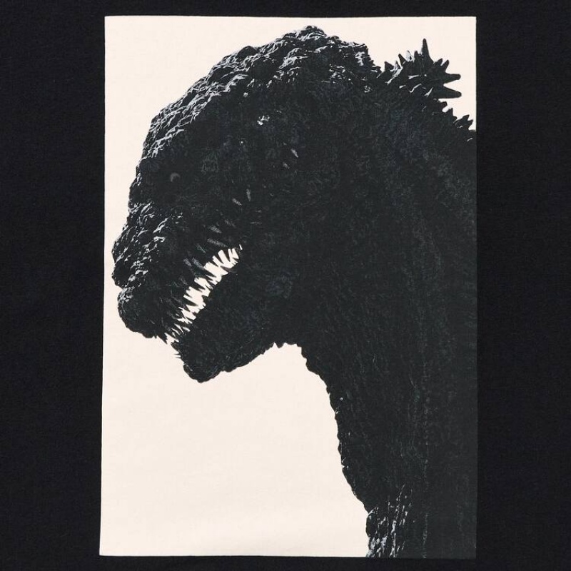 Uniqlo Hideaki Anno Ut Grafica (Godzilla) Magliette Nere | FYJDPZ213