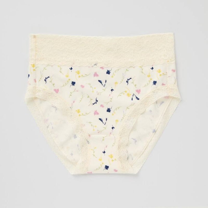 Uniqlo High Rise Flower Print Biancheria Intima Beige | ZJSPUT390