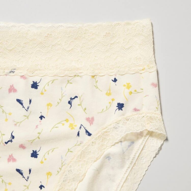 Uniqlo High Rise Flower Print Biancheria Intima Beige | ZJSPUT390