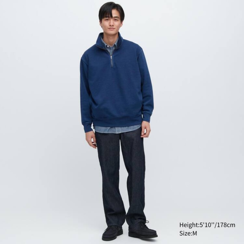 Uniqlo Indigo Sweat Half-zipped Pullover Felpe Blu | LOITBJ473