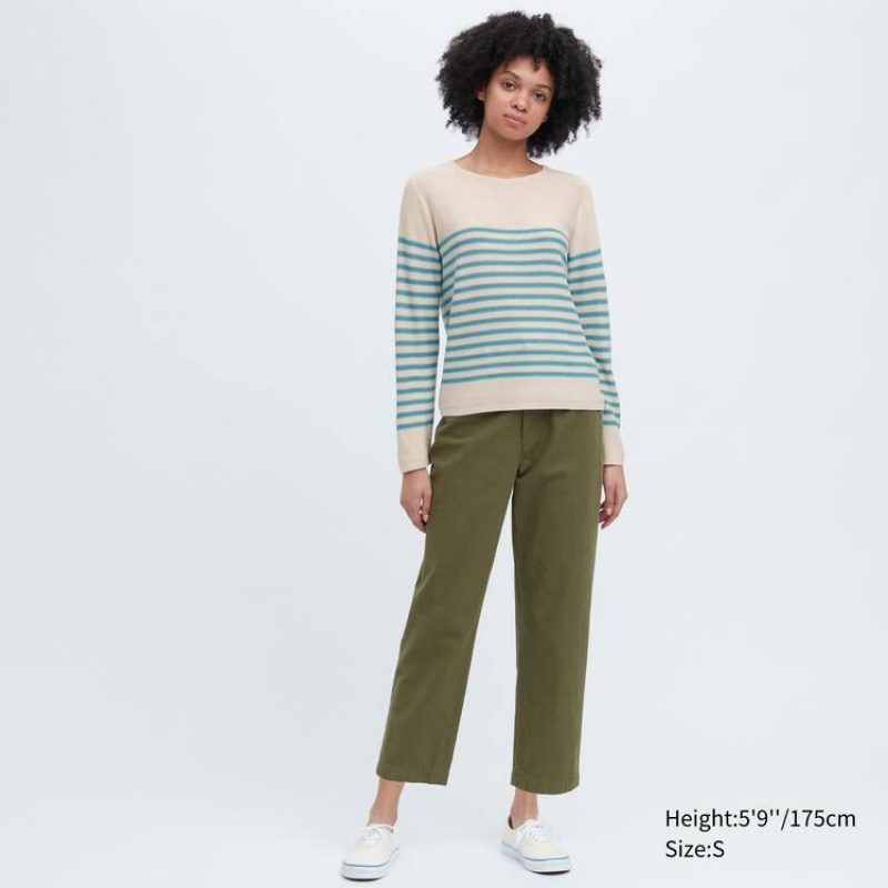 Uniqlo Ines De La Fressange 3d Knit Seamless A Strisce Barca Neck Maglieria Beige | SALBMK782