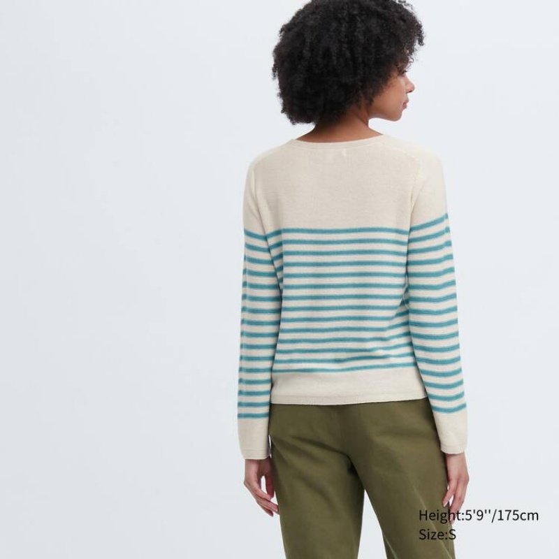 Uniqlo Ines De La Fressange 3d Knit Seamless A Strisce Barca Neck Maglieria Beige | SALBMK782