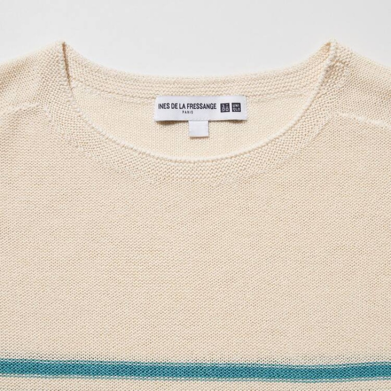 Uniqlo Ines De La Fressange 3d Knit Seamless A Strisce Barca Neck Maglieria Beige | SALBMK782