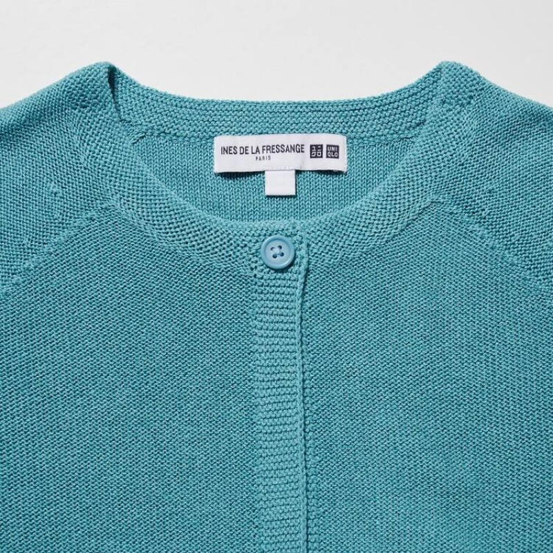 Uniqlo Ines De La Fressange 3d Knit Seamless Cardigan Blu | YQMKRT910