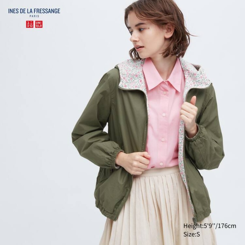 Uniqlo Ines De La Fressange Reversible Parka Verde Oliva | PTUBXH708