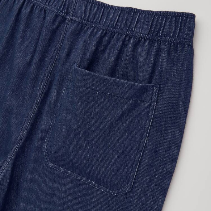 Uniqlo Jersey Relaxed Fit Ankle Length (2021 Season) Pantaloni Blu | TEFQUK945