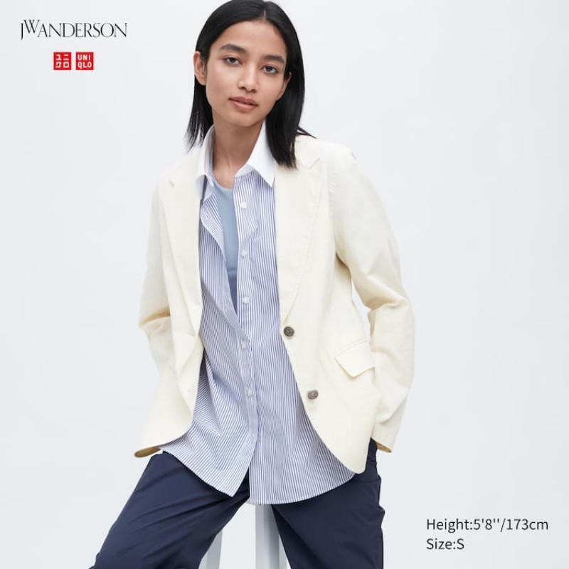 Uniqlo Jw Anderson Linen Blend Giacche Bianche | MXRTUY510