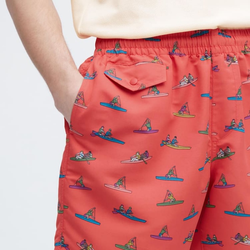 Uniqlo Jw Anderson Rowing Print Active Utility Pantaloncini Rosse | DZWAPX237