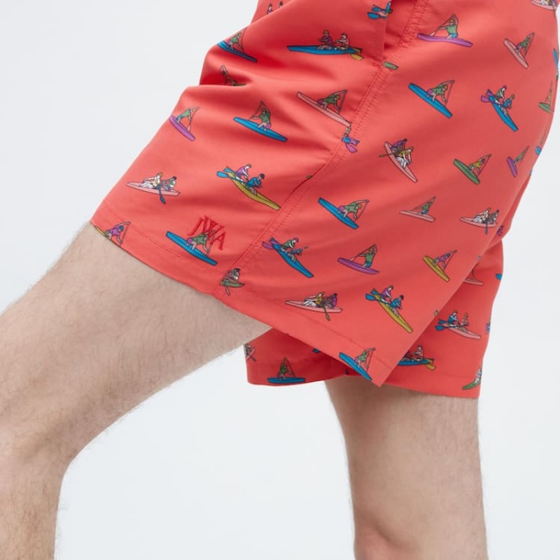 Uniqlo Jw Anderson Rowing Print Active Utility Pantaloncini Rosse | DZWAPX237