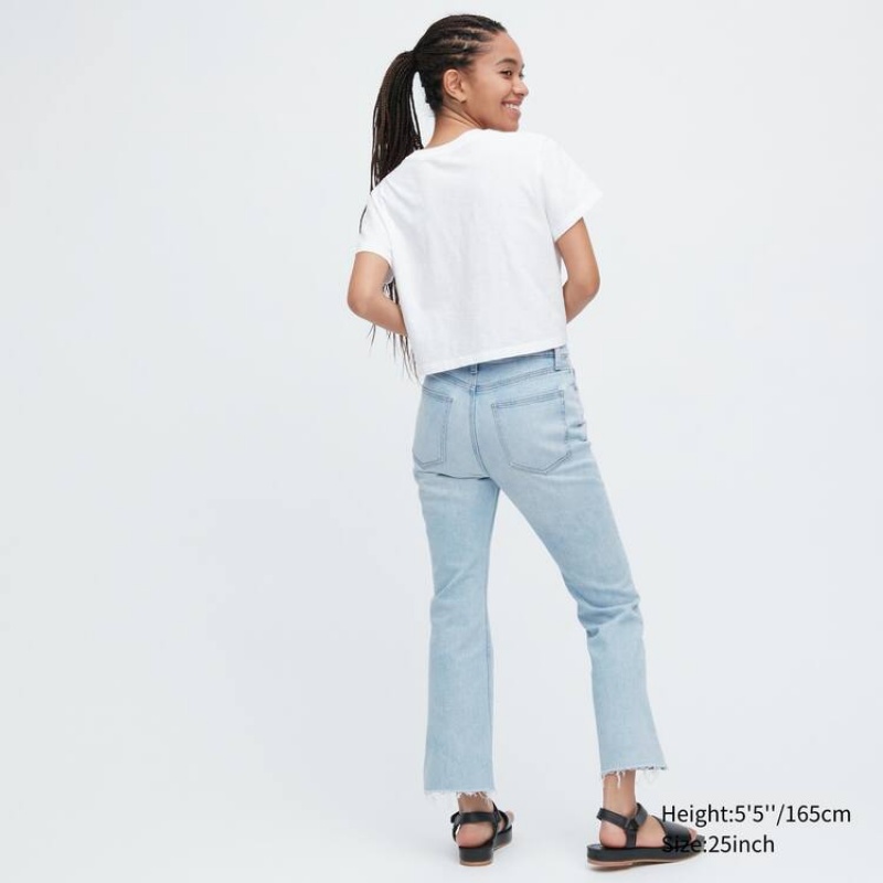 Uniqlo Kick Flared Cut-off Jeans Blu | GUPKRE924