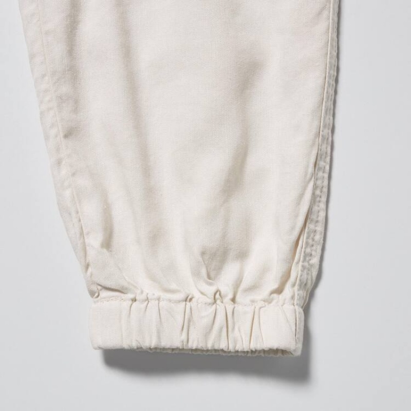 Uniqlo Linen Blend Relaxed Fit Pantaloni Jogger Ragazza Beige | PYOLVU392