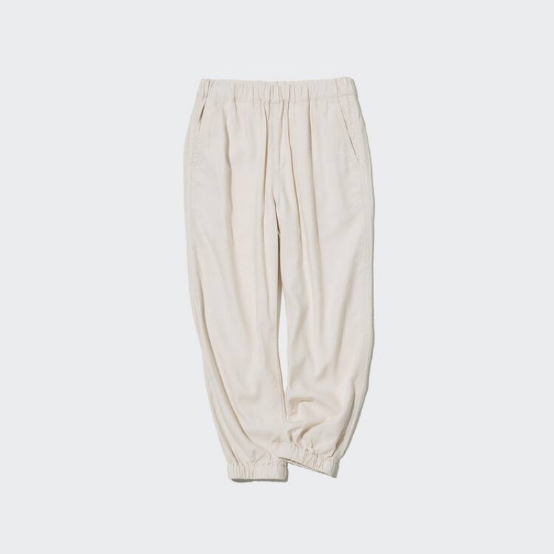 Uniqlo Linen Blend Relaxed Fit Pantaloni Jogger Ragazza Beige | PYOLVU392