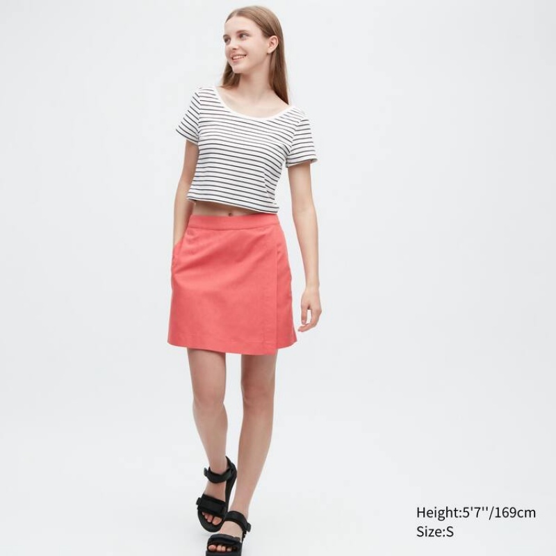 Uniqlo Linen Blend Skort Gonne Rosa | AKBTYI819