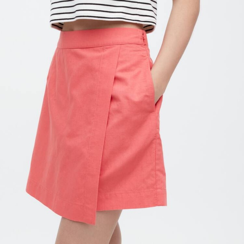 Uniqlo Linen Blend Skort Gonne Rosa | AKBTYI819