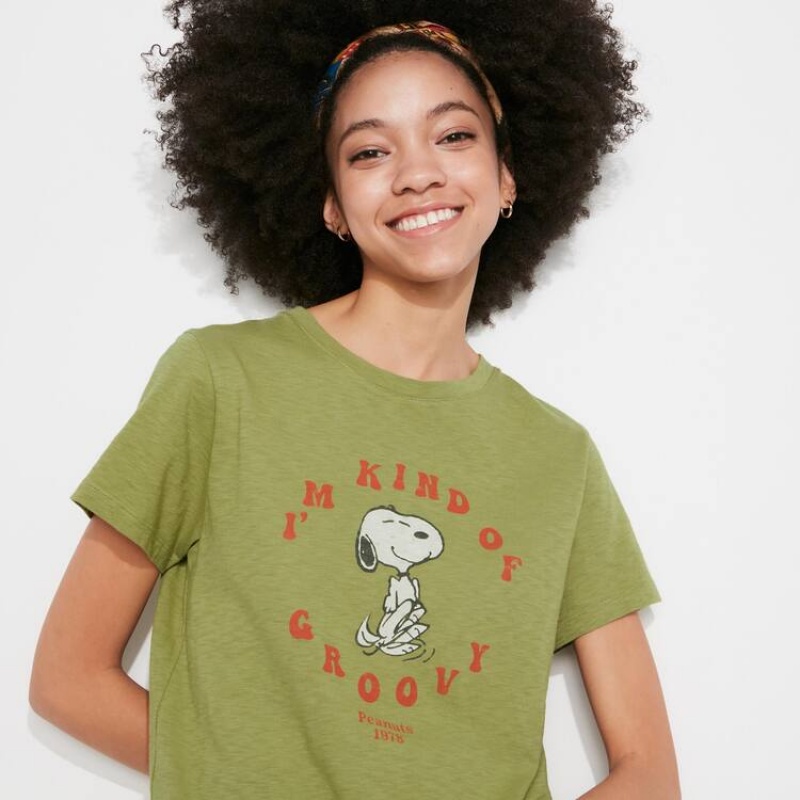 Uniqlo Love Sunshine & Peanuts Ut Grafica Magliette Verdi | VHEUTA304