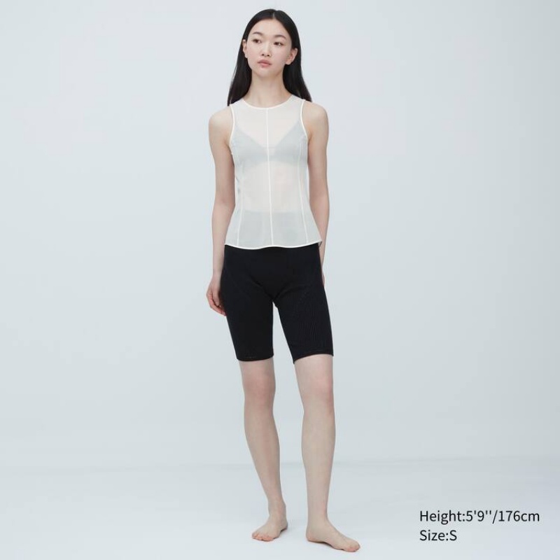 Uniqlo Mame Kurogouchi Sheer Senza Maniche Top Bianche | YQEVRC678