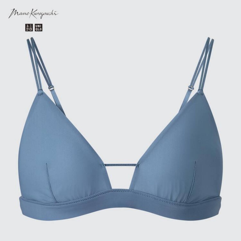 Uniqlo Mame Kurogouchi Sheer Triangle Wireless Reggiseni Blu | CREHLX764