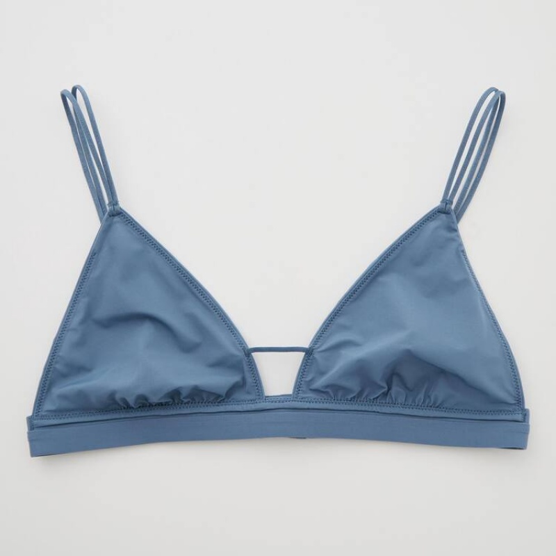 Uniqlo Mame Kurogouchi Sheer Triangle Wireless Reggiseni Blu | CREHLX764