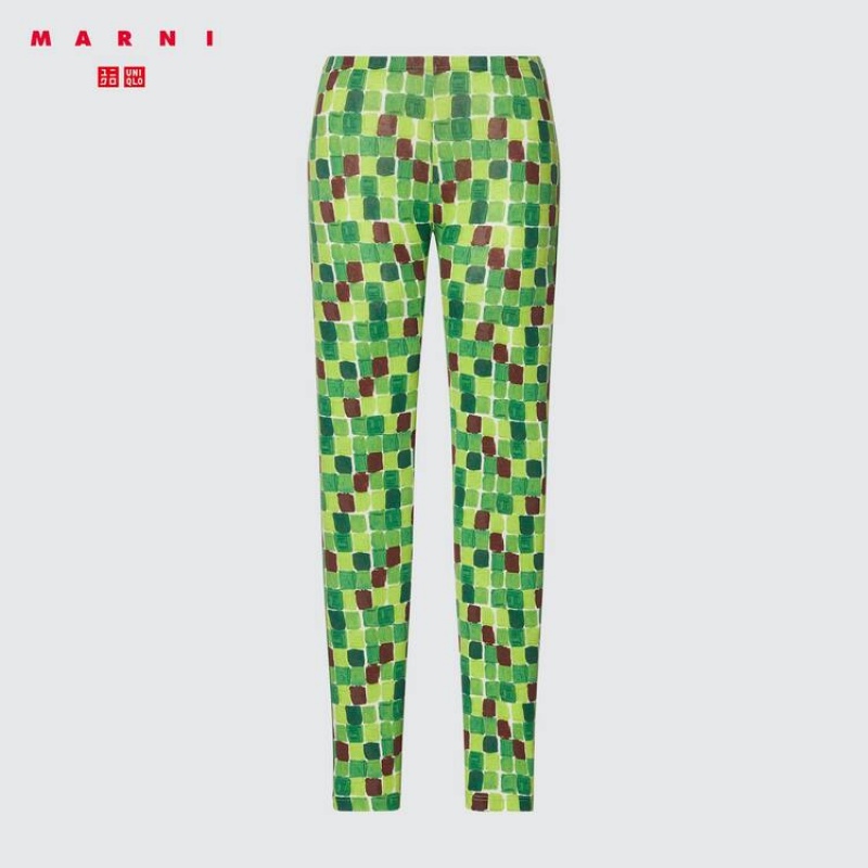 Uniqlo Marni Heattech Printed Thermal Leggings Verdi | XCZIJQ705