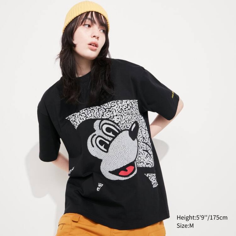 Uniqlo Mickey X Keith Haring Ut Grafica Magliette Nere | NVIHFL864