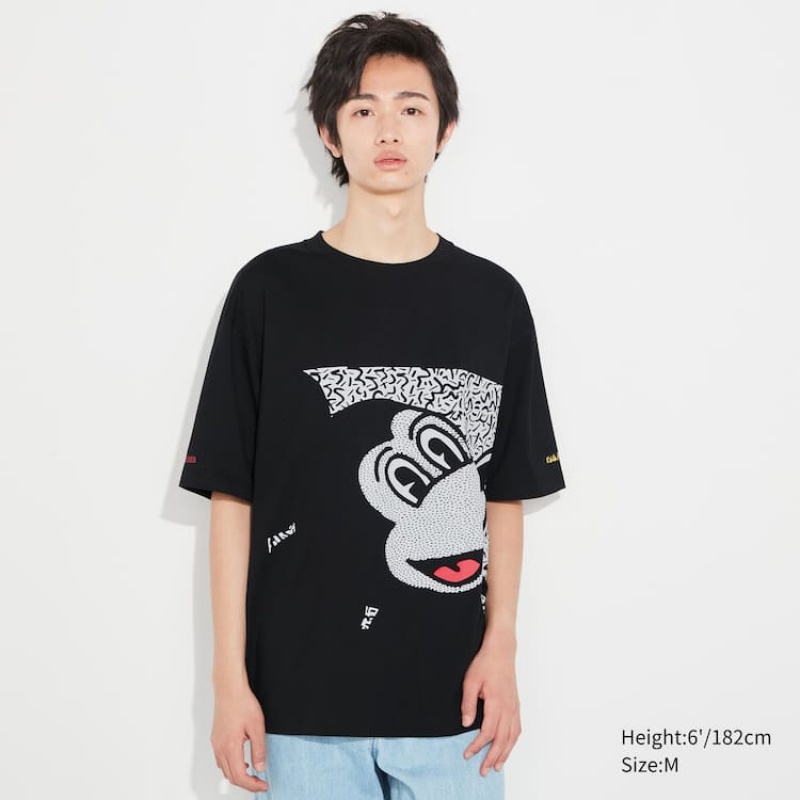 Uniqlo Mickey X Keith Haring Ut Grafica Magliette Nere | NVIHFL864