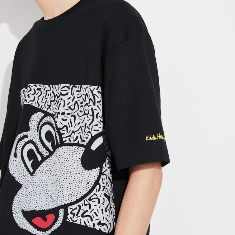 Uniqlo Mickey X Keith Haring Ut Grafica Magliette Nere | NVIHFL864