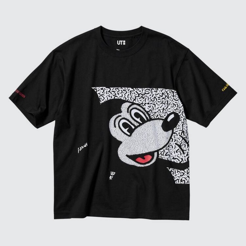 Uniqlo Mickey X Keith Haring Ut Grafica Magliette Nere | NVIHFL864