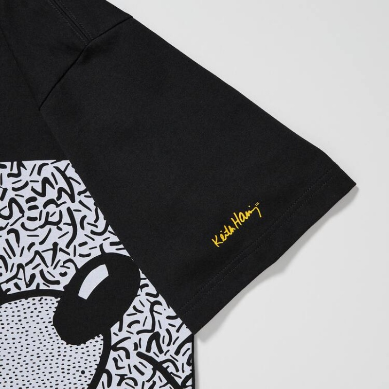 Uniqlo Mickey X Keith Haring Ut Grafica Magliette Nere | NVIHFL864